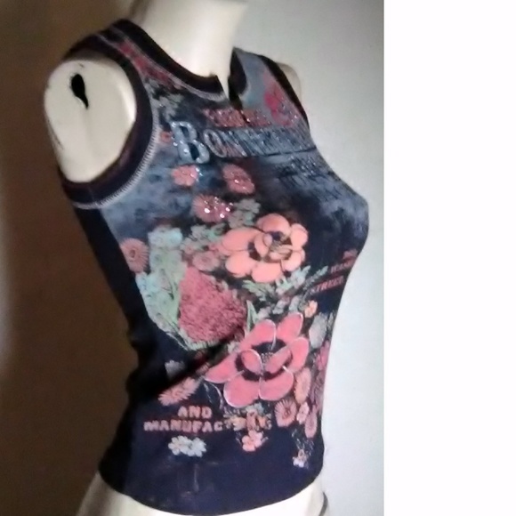 Skinnie Minnie New Black Gray Knit Top Size S - Picture 5 of 7